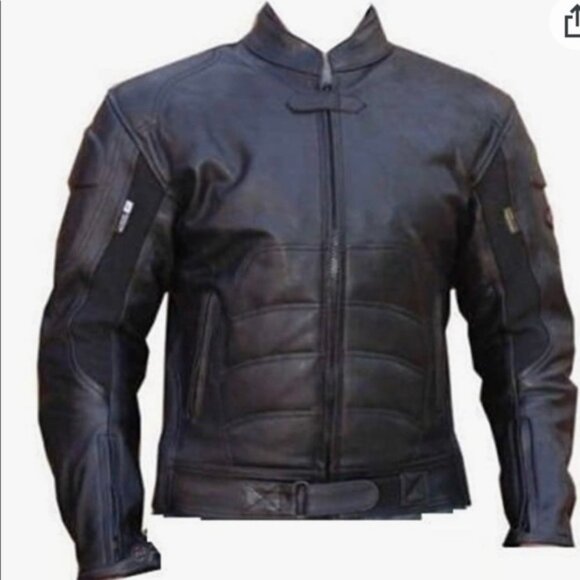 Men's Batman Motorcycle Armored Biker Style Leather Racing Jacket - Picture 2 of 6